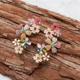 Multi-color Rhinestone Drop Earrings Sparkling Fancy Vintage Dangle Earrings Trendy Crystal Geometric Drop for Women (colorful 1)