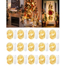 Paquete de 15 Luces de Hadas que Funcionan con Pilas, 3M 30LED Guirnalda de Luces, Guirnalda Luces de Alambre de Cobre, Luces Led a Prueba de Agua para Dormitorio, Fiesta, Navidad