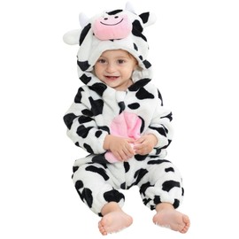 maxToonrain Baby Cow Costume Romper Toddler Boys & Girls Role-Playing Outfit with Zipper Hooded Flannel Cattel Onesie Pajamas (18-23 Months)