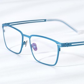 FONEX F85779 - Marco de anteojos de titanio puro para hombre, F85779 Azul, 55-17-145