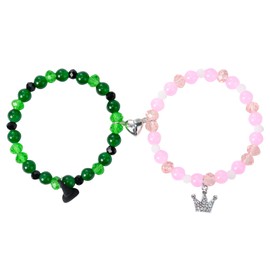 Shanmeidㅤ 2Pcs Wicked Matching Bracelets, Fashion Witch Hat Crown BFF Couple Rhinestone Bracelet, Friendship Matching Bracelets, Party Costume Decoration Bracelet for Friend, Couple or Fan
