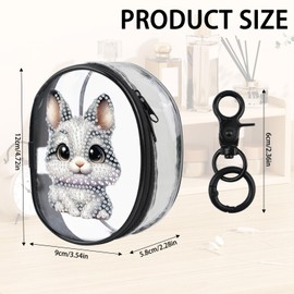 DCIDBEI Diamond Painting Women's Mini Purse Women's Small Mini Purse Women's Coin Bag Coin Purse with Zip Purse Wallet with Key Ring Rabbit