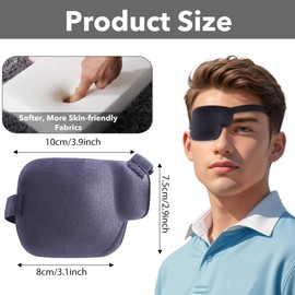 opasyo Eye Patches for Adults 2pcs Eye Patch Medical,3D Adjustable Eyepatch for Adults,Black Reusable Eye Patches for Lazy Eye Strabismus and After Surgery,Pirate Eye Patch (Right Eye)
