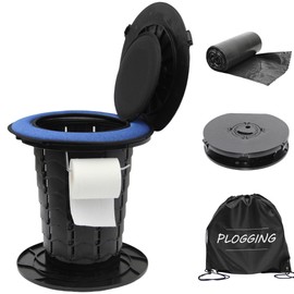 Upgraded Retractable Portable Toilet with Cushion, Adjustable Height Camping Toilets with Lid for Adults and Kids, Compact Portable Potty for Camping, Car, Travel, Boat, Tent and Emergency Use