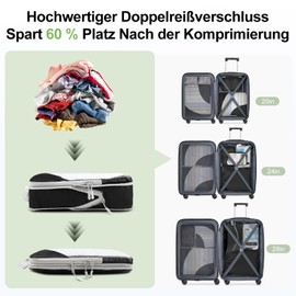 Qlfyuu 10-Piece Suitcase Organiser Set, Packing Cubes Compression for Backpack and Suitcase, Packing Cubes for Travel, Travel Essentials Suitcase Organiser, Packing Bags for Suitcases, Black