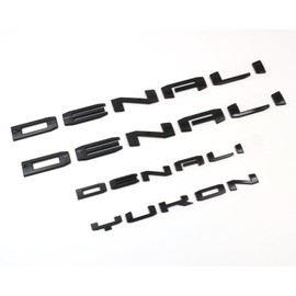 Xpipnns 4pcs Set Gloss Black Door Rear Denali Yukon Emblems Letters Compatible with 2021-2025 Yukon Yukon XL (Gloss Black)