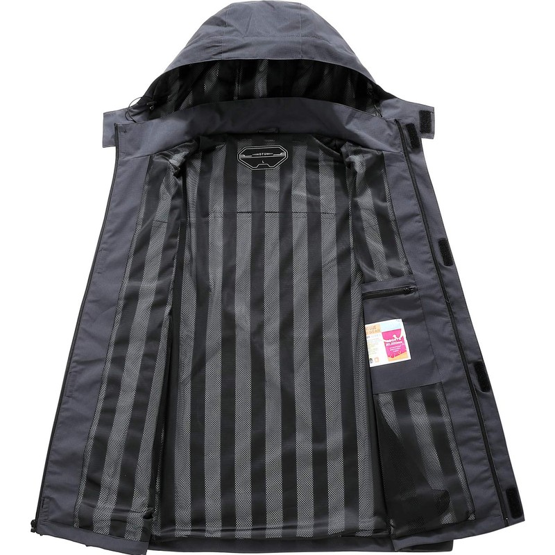 OTU Men's Lightweight Waterproof Hooded Rain Jacket Outdoor Raincoat Shell