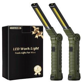 Coquimbo Tool for Men,Electric LED Work Light with Magnetic Base 5 Modes 360° Rotate Gifts for Men Christmas(2Pack Green)