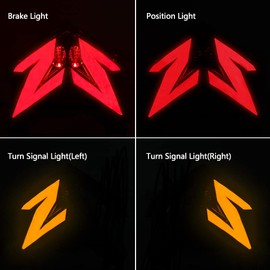 KOPPANG Tail Light LED Turn Signal Blinker Integrated Smoke Compatible with ZX6R 2013-2016 | Z125 Pro 2017-2023 | Z800 2013-2017 (Deep Smoke)