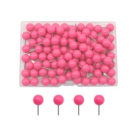 JIHUOO 100 Pcs Round Head Push Pins Map Tacks Map Marking Pins Thumbtacks Decorative Pushpins Thumb Tacks for Bulletin Board Cork Board Hot Pink