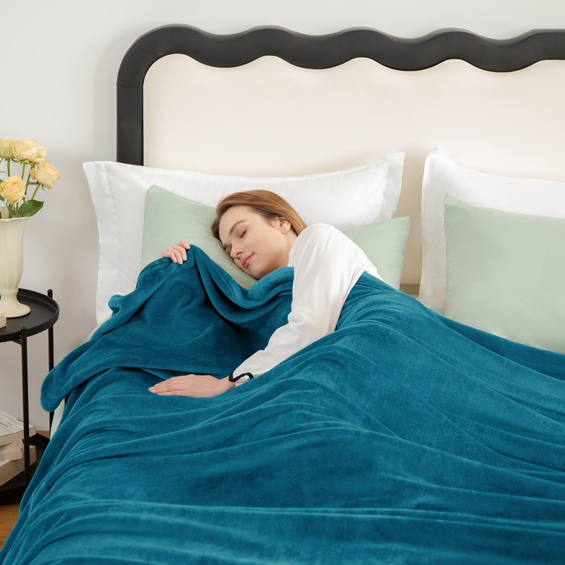 WAVVE Fleece Blanket Sofa Throw Teal 5ft x 6.5ft -
