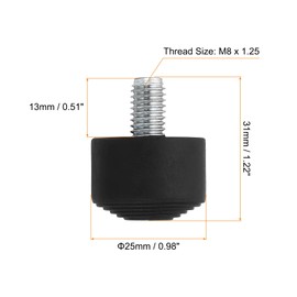 PATIKIL Universal M8x30mm Rubber Tripod Feet 3pcs Anti-Slip Tripod Replacement Parts for Camera Tripod Monopod Black