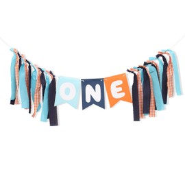 Bluey One High Chair Banner - Cartoon Puppy First Birthday Decorations, Bluey Puppy 1st Birthday Highchair Garland, Cartoon Game Party Photo Props (BLY-ONE Banner)