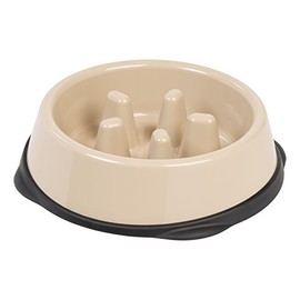 IRIS USA Uso-443 Slow Feeding Bowl For Long Snouted Pets, Beige/Black, Small (588043)