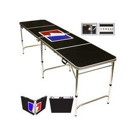 8' Folding Beer Pong Table with Bottle Opener, Ball Rack and 6 Pong Balls - Sports Design - By Red Cup Pong