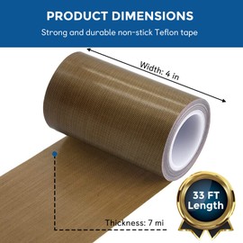 Teflon Fabric Tape, 4 Inch 30 Feet PTFE Tape for Vacuum Sealer Machine, Hand Impulse Sealers Insulation PTFE Coated Fiberglass Adhesive Tape Compatible with FoodSaver, Seal A Meal, Weston, Cabella