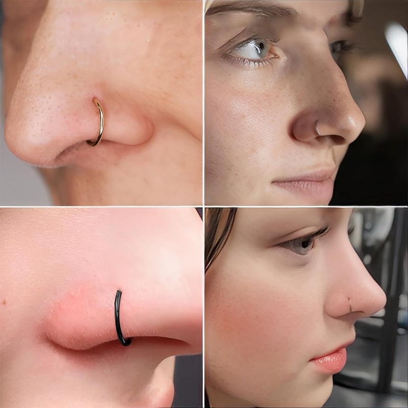 BDEPSTR Pack of 8 False Nose Ring D-shaped Nose Ring