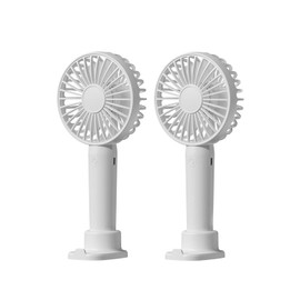 Linlinwill Portable Handheld Fan, USB Rechargeable Mini Fan, Ultra Quiet, 3 Speeds with Phone Holder Base, All Day Battery for Outdoor Indoor (White)