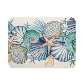 Sea Shell Starfish Summer Dish Drying Pad 18 x 24 Inch With Absorbent Reversible Microfiber Coastal Ocean Drying Mats Dish Drainer Mat Fast Dry For Kitchen Dining Room Decoration