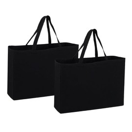 Coztie Cotton Bag, Pack of 2 Large Shopping Bags, 45 x 35 cm, Cotton Bag, Fabric Bag, Jute Bag, Fabric Bag, Unprinted for Laundry, Sports, Shopping, Reusable Jute Bags, black, L