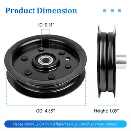 UP2WIN 604219 Flat Idler Pulley Compatible with Hustler Dash 34" 42" Raptor 36" 42" 52" 54" Mower Deck, 126123 Idler Pulley Compatible with 939223 938498 938977 933614 934802, Replaces Rotary 15211