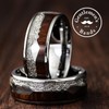 Men's Silver Tungsten Carbide Wedding Band With Meteorite Inlay -