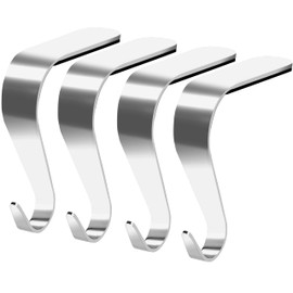 Palonu Christmas Stocking Holders Mantel Stcoking Hangers Metal Hanging Hooks Ornament Hooks Fireplace Hanger Grip for Christmas Decorations (4, Silver)