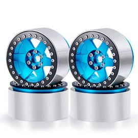 ZuoLan 4pcs 2.2inch RC Beadlock Wheel Rim 35mm Aluminium Rims for 1/10th RC Crawler Car Axial Wraith RR10 90018 90048, TRX4 RC Model Car (Blue)
