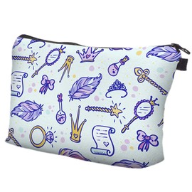 PREMYO Make-Up Pouch Cosmetic Bag Toiletry All Over Printed Design Princess Fits in Handbag Ideal for Essentials Traveling Suitable as Pencil Case