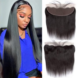 Straight Lace Closure 13x4 Hd Lace Frontal Closure Transparent Lace Frontal Closure 16 Inch Brazilian Straight Human Hair Natural Black Hair Color