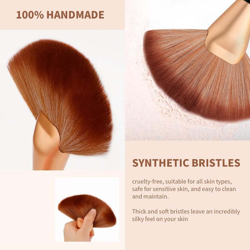 docolor Brocha Abanico Profesional para Rostro y Cuerpo, Multiusos para