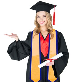 yesJRL Graduation Stole Class of 2025 Graduation Sash Gifts Unisex Grad Honor Stole for Graduate College (Yellow + Blue Trim)