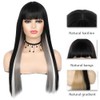 Kaneles Long Straight Black Mix Grey Wig With Bangs Heat