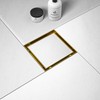 Square Shower Drain 6", Brushed Gold Floor Drain with Tiled