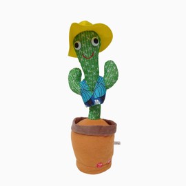 Kids Dancing Talking Cactus Toys Singing Mimicking Recording Repeating What You Say Sunny, Tummy Time Toy Mimic Repeats What You Say (Hawaiian Flower Shirt)