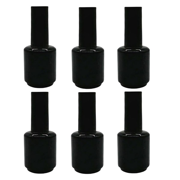 SYBL 6PCS 15ml 0.5oz Empty Black Glass Nail Polish Bottles