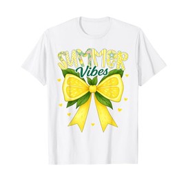 Cute Lemon Tropical Fruits Coquette Bows Summer Vibes Girl T-Shirt