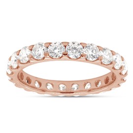 SAVEARTH DIAMONDS 2 Carat Round Cut Lab Created Moissanite Diamond Full Eternity Stackable Wedding Band Ring In 14K Rose Gold Over Sterling Silver Jewelry For Women(G-H Color,VVS1 Clarity, 2Cttw)-4.5