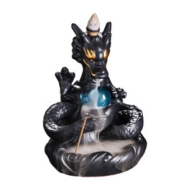 YYW Dragon Backflow Incense Holder, Waterfall Incense Burner with 30 Backflow Incense Sticks, 20 Fragrance cones, Ceramic Hand-Made Incense Holder for Aromatherapy Ornament Home Decor