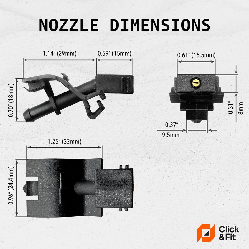 Click&Fit Adjustable Windshield Washer Nozzles compatible with Toyota RAV4 Camry