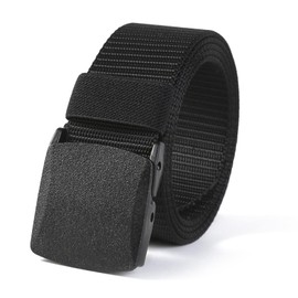 Men's Work Belt, Tactical Belt, Adjustable Nylon Outdoor Fabric Belt, 130 cm Motion Fabric Belt, for Outdoor Sports, Camping, Work and Travel (Black), black