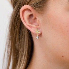 PDTU Snowflake Earrings, Christmas Earrings Snowflakes with White Cubic Zirconia, Silver/Gold Stud Earrings Snowflake for Women Girls for Christmas, Cubic Zirconia, Cubic Zirconia