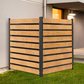 Air Conditioner Fence, 48in H x 48in W (2-Panel) Outdoor Wood Privacy Screen, Pool Equipment Enclosure Privacy Screens Fence Panels with Metal Stakes,Trash Can Enclosures