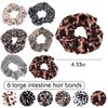 TUCEWP Leopard Print Scrunchies for Women Girls 6Pcs Satin Scrunchies