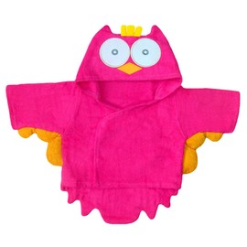 Bomio Baby bathrobe, baby hooded bathrobe made from 100% skin-friendly terry cloth, machine washable and suitable for tumble drying, Owl (Pink)