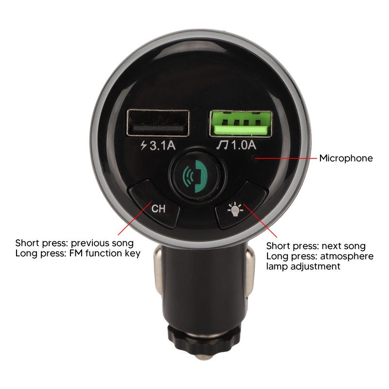 Car Blue Tooth FM Transmitter USB Data Interface Dimensional Sound