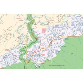 GM Johnson Black Road Map: Gatlinburg, Great Smoky Mountains, Pigeon Forge, Sevierville, Tennessee, North Carolina Area - Smooth Finish