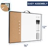 Small Cork Board Whiteboard Combo - 12" X 16" Portable