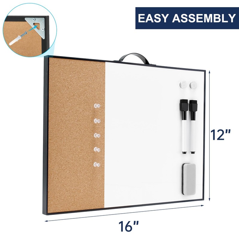 Small Cork Board Whiteboard Combo - 12" X 16" Portable