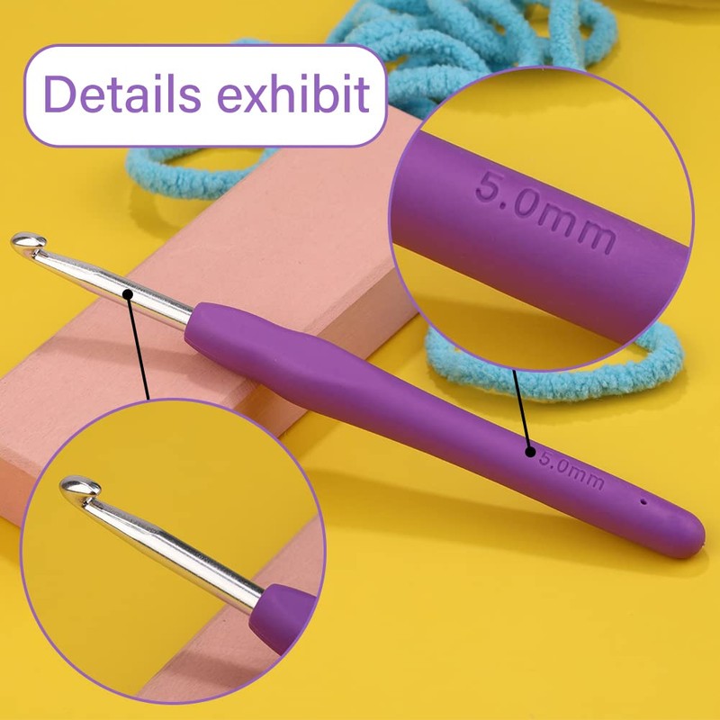 5 mm Crochet Hook, Ergonomic Handle for Arthritic Hands, Extra